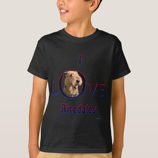 Airedale Terrier Ik Liefde T-shirt (Voorkant)