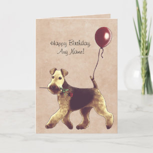 Airedale Terrier Illustrated Birthday Card Kaart