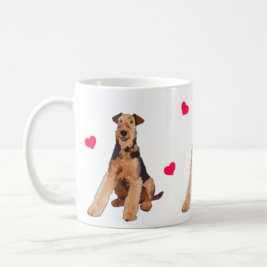 Airedale Terrier Illustrated Coffee Mok (Links)