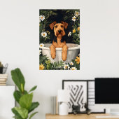 Airedale Terrier In Bathtub Poster, Funny Dog Poster (Thuiskantoor)