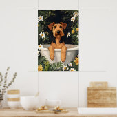 Airedale Terrier In Bathtub Poster, Funny Dog Poster (Keuken)