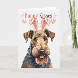 Airedale Terrier in Bunny Ears Pasen Feestdagen Kaart