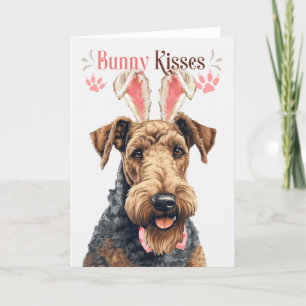 Airedale Terrier in Bunny Ears Pasen Feestdagen Kaart