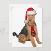Airedale Terrier in het Pet van de Kerstman Feestdagenkaart (Voorkant / Achterkant)
