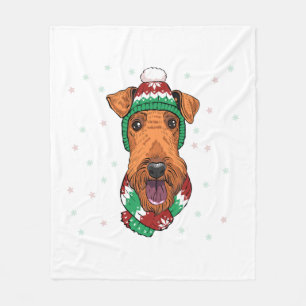 Airedale Terrier in kerst pet Fleece Deken