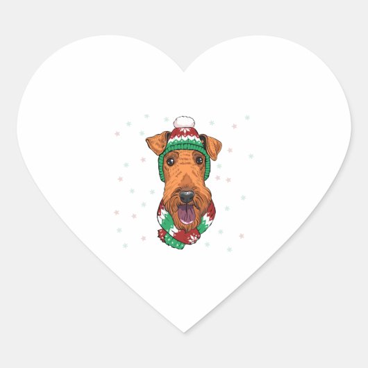 Airedale Terrier in kerst pet Hart Sticker (Voorkant)