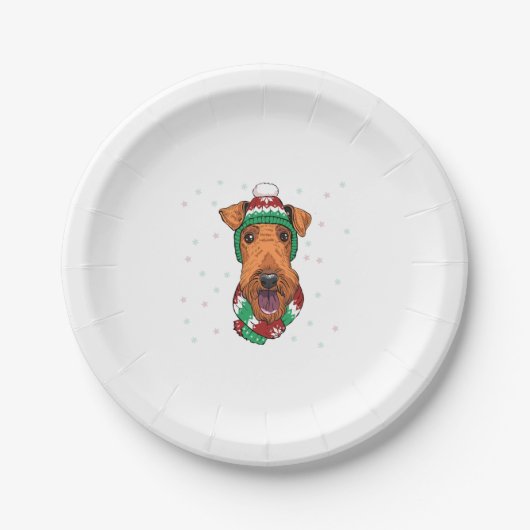Airedale Terrier in kerst pet Papieren Bordje (Voorkant)