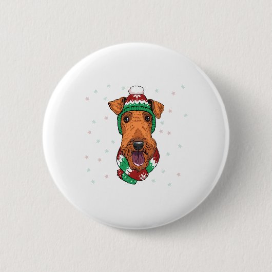Airedale Terrier in kerst pet Ronde Button 5,7 Cm (Voorkant)