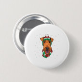 Airedale Terrier in kerst pet Ronde Button 5,7 Cm (Voorkant /achterkant)