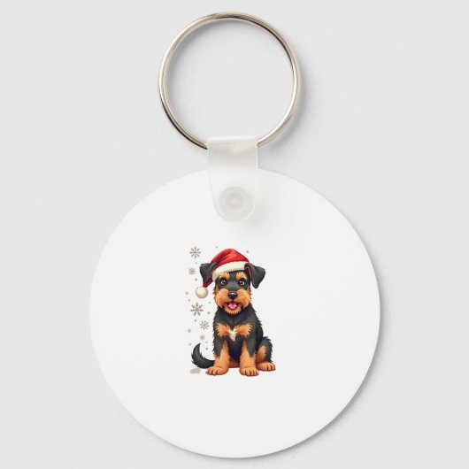 Airedale Terrier in kerst pet Sleutelhanger (Voorkant)