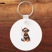 Airedale Terrier in kerst pet Sleutelhanger (Voorkant)