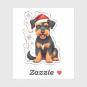 Airedale Terrier in kerst pet Sticker (Vel)