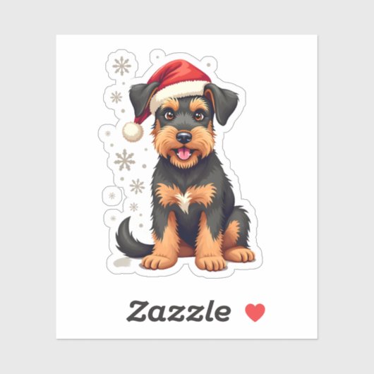 Airedale Terrier in kerst pet Sticker (Vel)