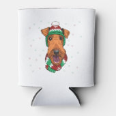 Airedale Terrier in kerstmuts Blikjeskoeler (Voorkant)