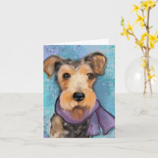 Airedale Terrier Kaart (Gele Bloem)