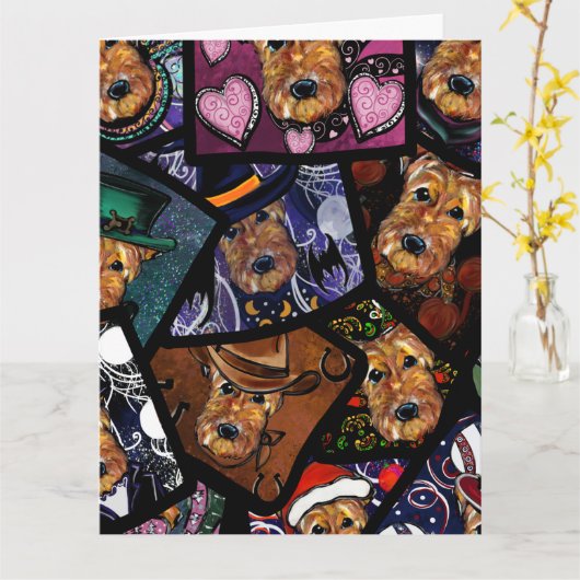 AIREDALE TERRIËR KAART (Gele Bloem)