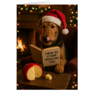 Airedale Terrier 'Kaasbelasting' kerstkaart