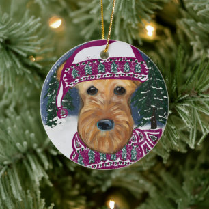 AIREDALE TERRIER KERAMISCH ORNAMENT