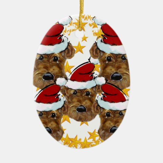 AIREDALE TERRIER KERAMISCH ORNAMENT (Voorkant)