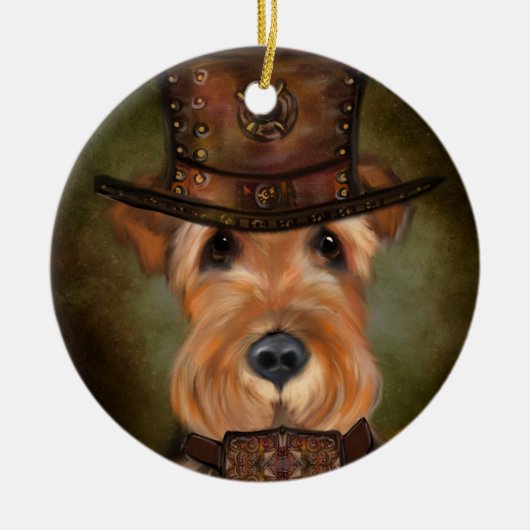 AIREDALE TERRIER KERAMISCH ORNAMENT (Voorkant)