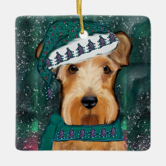 Airedale Terrier Keramisch Ornament (Voorkant)