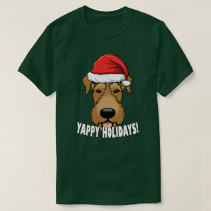 Airedale Terrier Kerst Hondenliefhebber Puppy Sant T-shirt