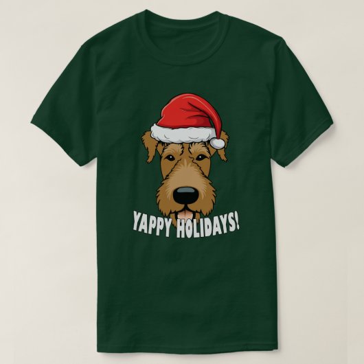 Airedale Terrier Kerst Hondenliefhebber Puppy Sant T-shirt (Design voorkant)