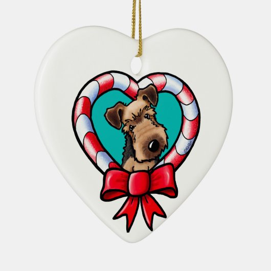 Airedale Terrier Kerst Keramisch Ornament (Rechts)