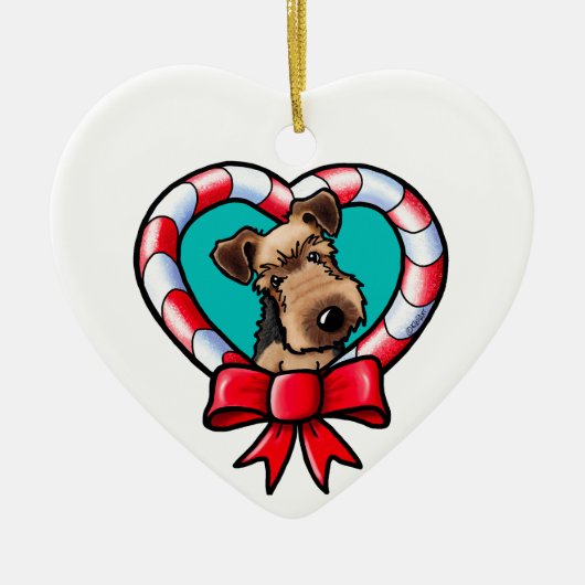 Airedale Terrier Kerst Keramisch Ornament (Voorkant)