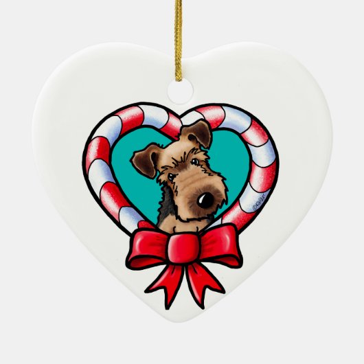 Airedale Terrier Kerst Keramisch Ornament (Achterkant)