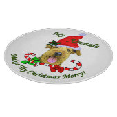 Airedale Terrier kerst Merry Snijplank (Hoek)