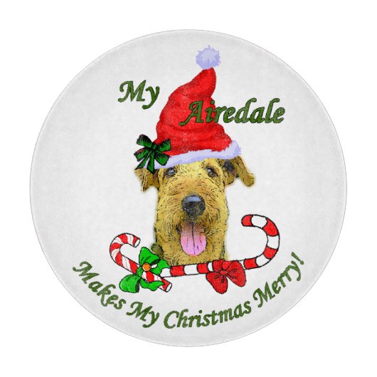 Airedale Terrier kerst Merry Snijplank (Voorkant)