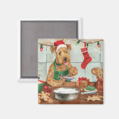 Airedale Terrier Kerstbakfeest: Festieve Kerstmis Magneet (Voorkant / Achterkant)