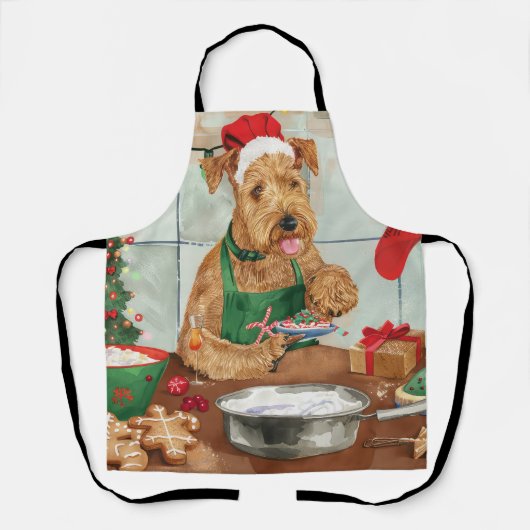 Airedale Terrier Kerstbakken: Feestelijke Kerst Schort (Voorkant)