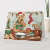 Airedale Terrier Kerstbakken: Feestelijke Kerstmis Kaart (Voorkant)