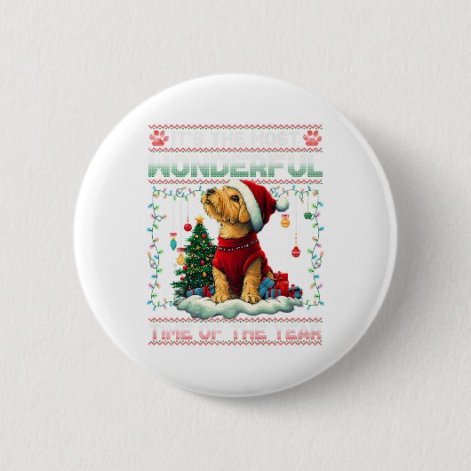 Airedale Terrier Kerstboom Decoraties Hond Lo Ronde Button 5,7 Cm (Voorkant)