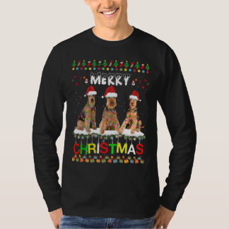 Airedale Terrier-kerstboom lichte Pajama-kerst T-shirt