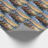 Airedale Terrier Kerstboot Vakantie Cadeaupapier (Hoek)