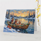 Airedale Terrier Kerstboot Vakantie Kaart (Gele Bloem)