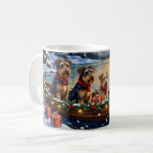 Airedale Terrier Kerstboot Vakantie Koffiemok (Voorkant links)