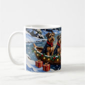 Airedale Terrier Kerstboot Vakantie Koffiemok (Links)