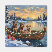 Airedale Terrier Kerstboot Vakantie Magneet (Voorkant)