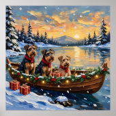 Airedale Terrier Kerstboot Vakantie Poster (Voorkant)