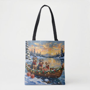 Airedale Terrier Kerstboot Vakantie Tote Bag