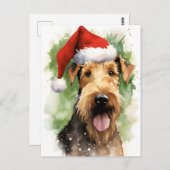 Airedale Terrier Kerstborstel schilderen kunstwerk Briefkaart (Voorkant / Achterkant)