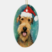 Airedale Terrier Kerstborstel schilderen kunstwerk Keramisch Ornament (Rechts)