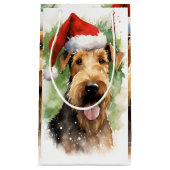 Airedale Terrier Kerstborstel schilderen kunstwerk Klein Cadeauzakje (Voorkant)