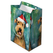 Airedale Terrier Kerstborstel schilderen kunstwerk Medium Cadeauzakje (Voorkant Gekanteld)