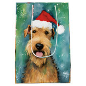 Airedale Terrier Kerstborstel schilderen kunstwerk Medium Cadeauzakje (Achterkant)