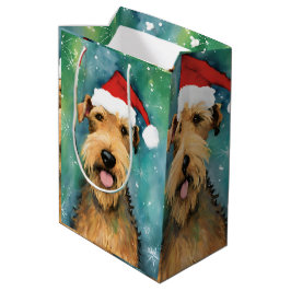 Airedale Terrier Kerstborstel schilderen kunstwerk Medium Cadeauzakje